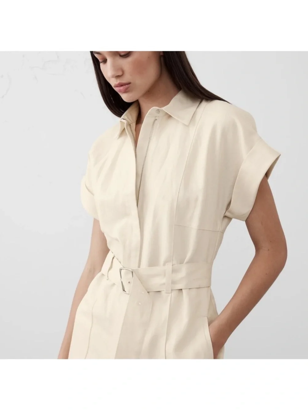 Banana Republic Belted Linen Blend Jumpsuit | Size XS petite